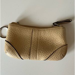 Coach cream pebble leather coin purse